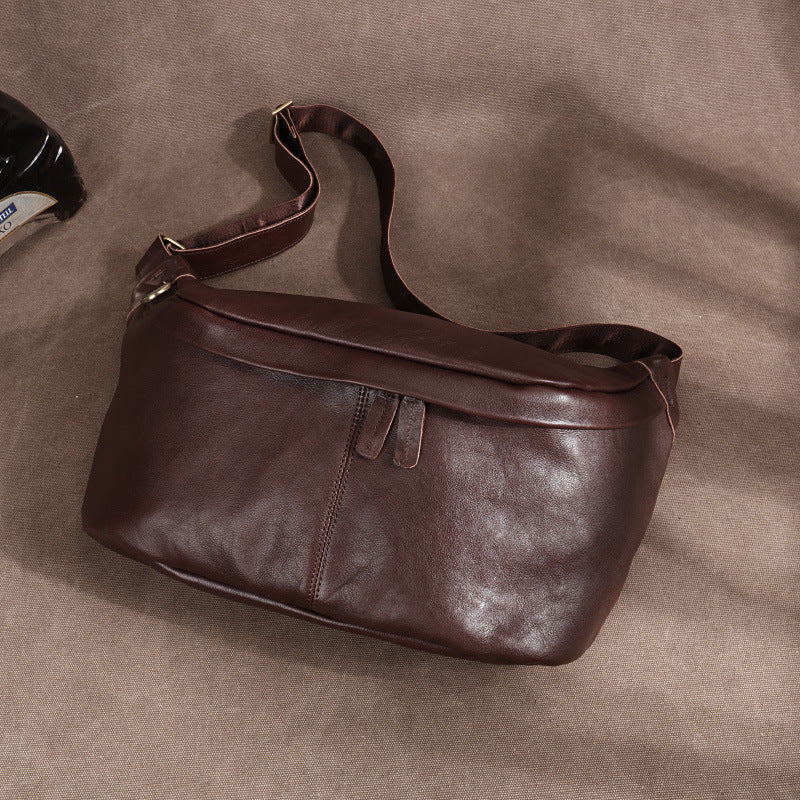 Men's First Layer Cowhide Vintage Genuine Leather Men's Chest Bags