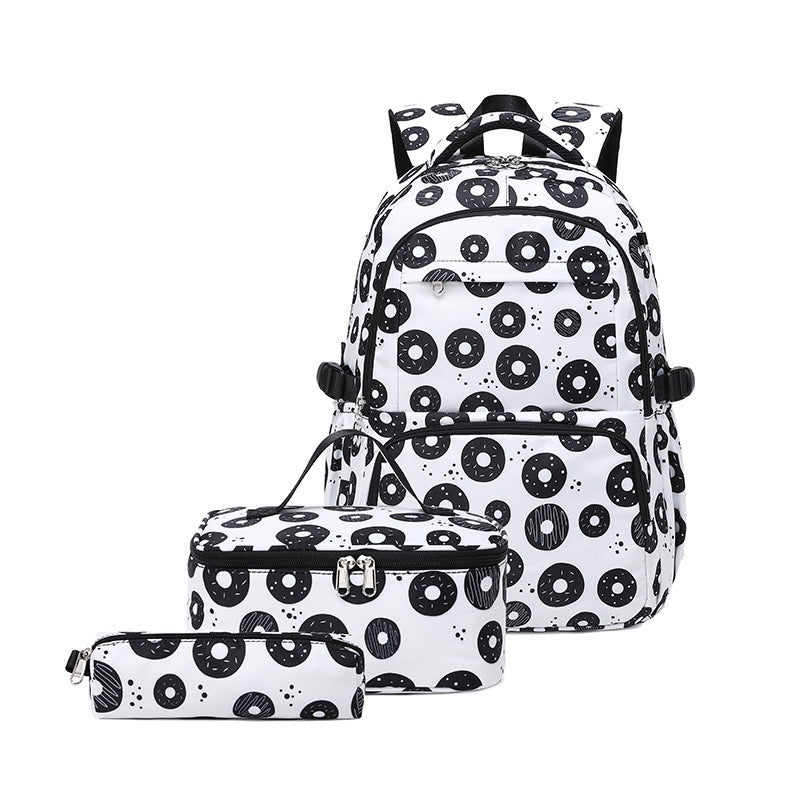 Cute Three-piece Printed Burden Reduction Large Elementary School Students' Schoolbags
