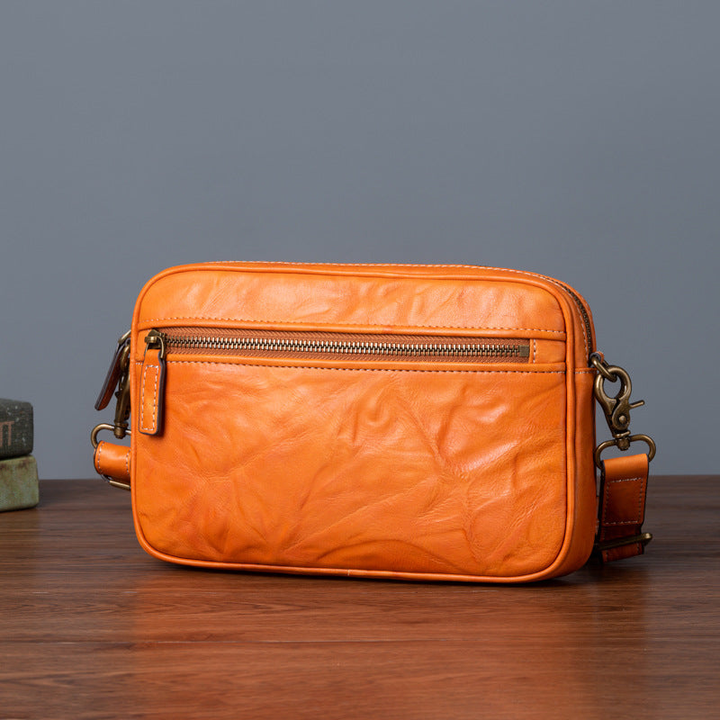 Men's First Layer Tree Height Vegetable Tanning Leather Hand Men's Messenger Bags