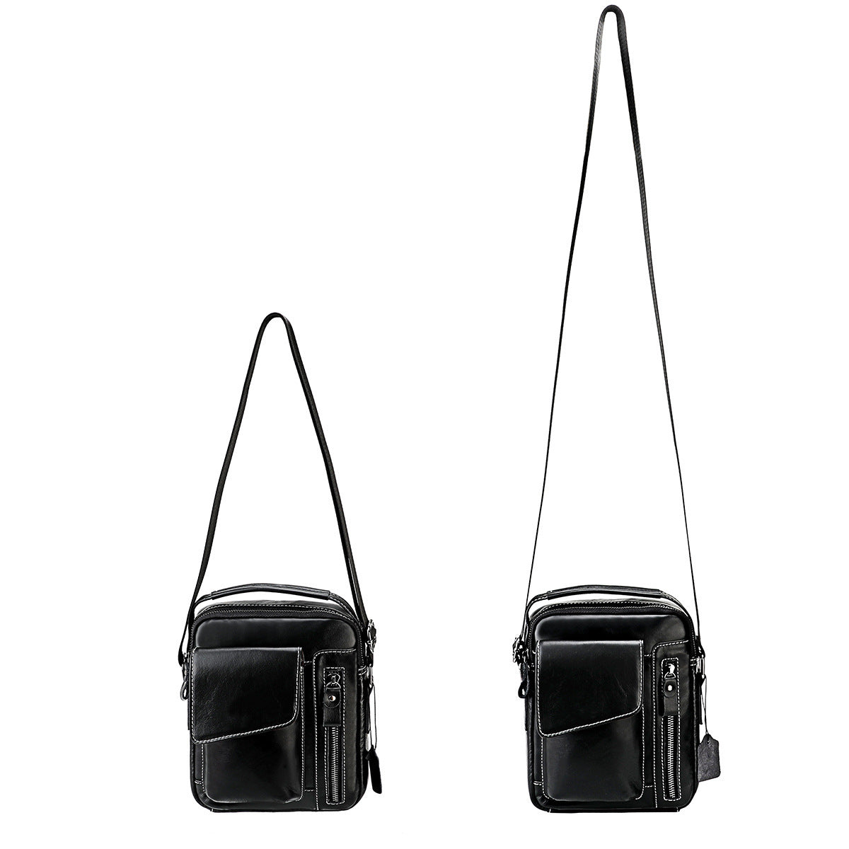 Men's First Layer Cowhide Vertical Mobile Large Men's Messenger Bags