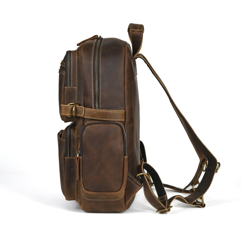 Men's Crazy Horse Leather Large Capacity Retro Backpacks