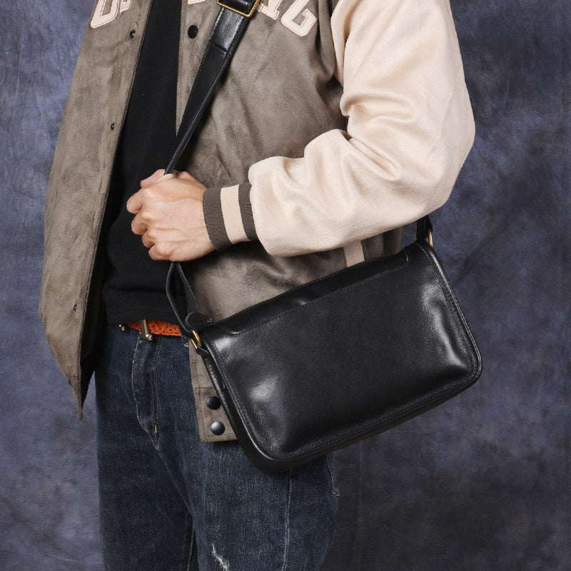 Men's Leather Genuine Handmade First Layer Cowhide Men's Shoulder Bags