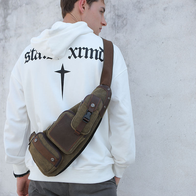 Pretty Crescent-shaped Retro Canvas Durable Multifunctional Men's Messenger Bags