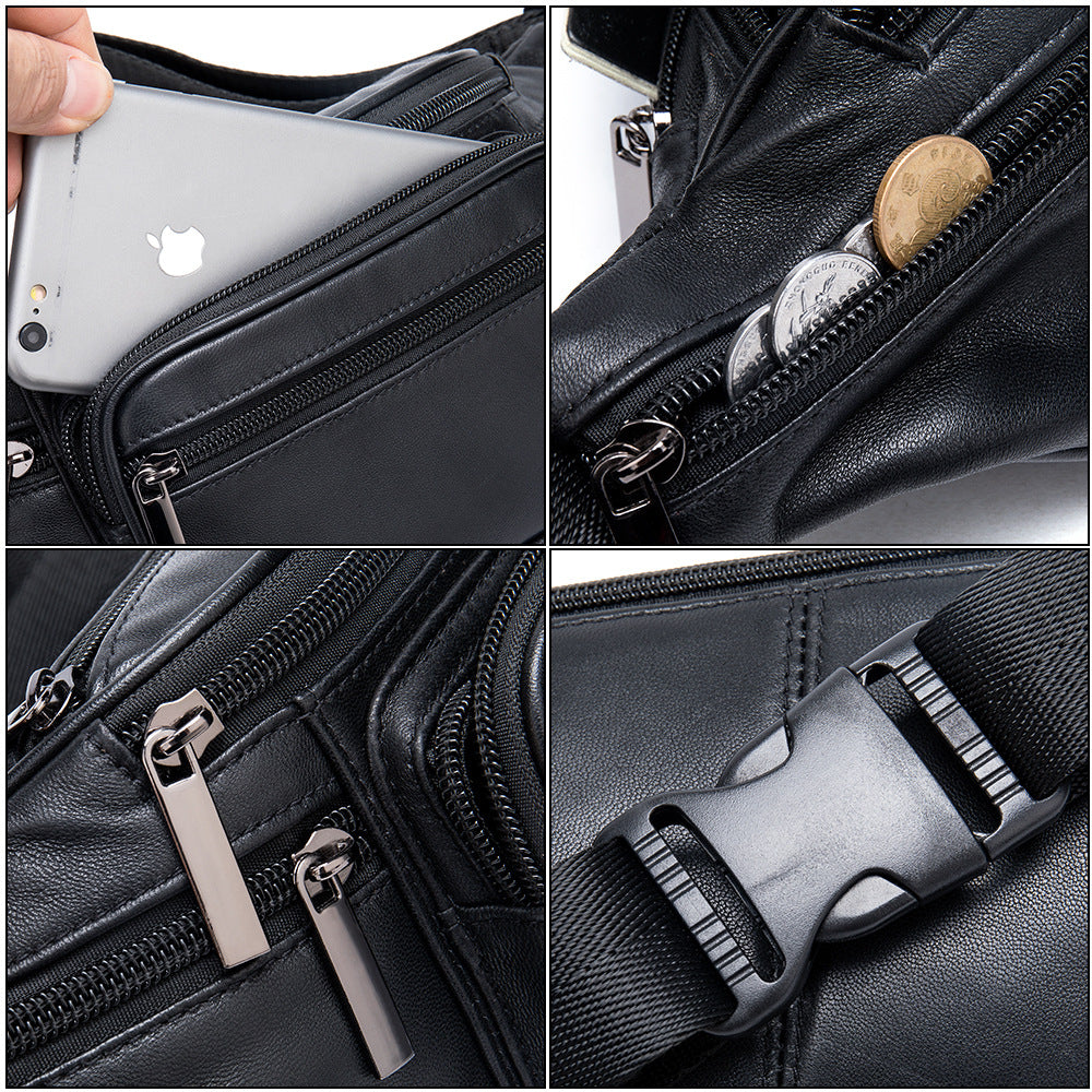 Men's Sheepskin Mobile Leather Leisure Slanted Men's Waist Packs