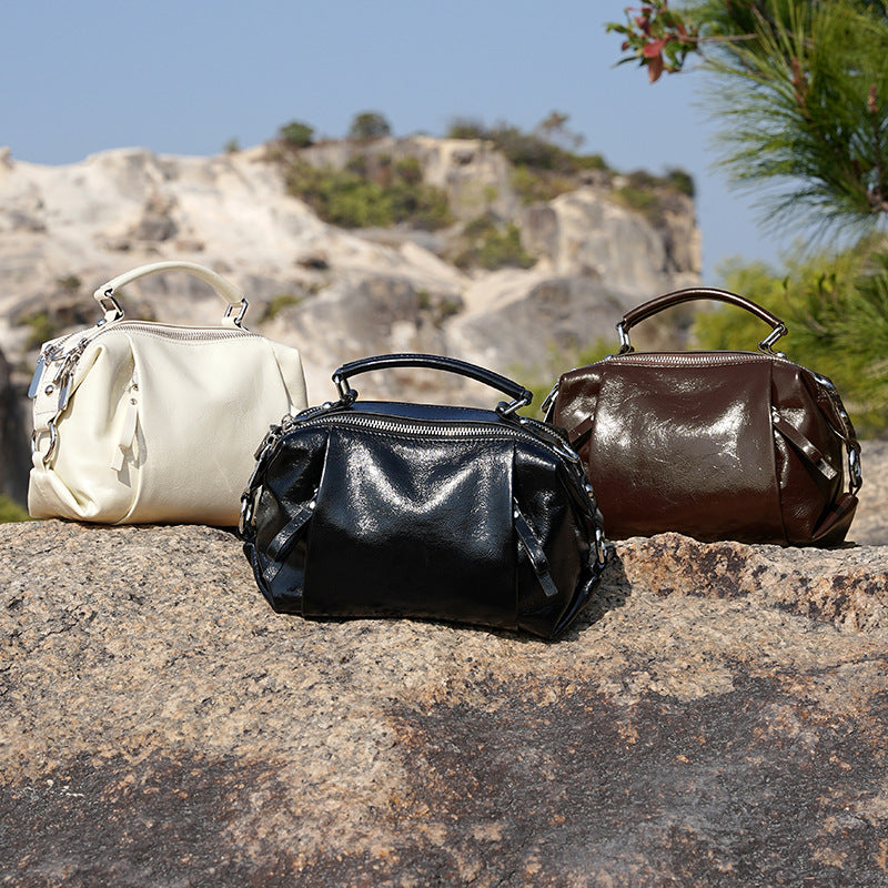 Women's Boston Genuine Leather Pillow Top Layer Shoulder Bags