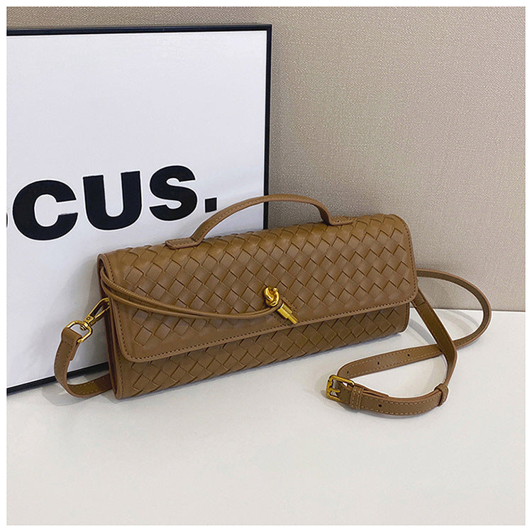 Hand-woven Soft Leather Dinner Baguette File Crossbody Bags
