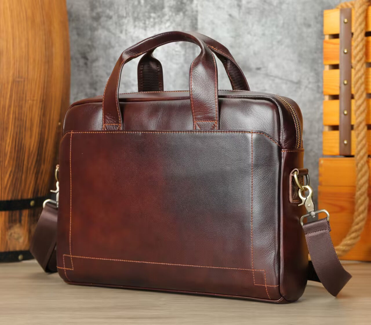 Men's First Layer Cowhide Leather Portfolio Men's Briefcases