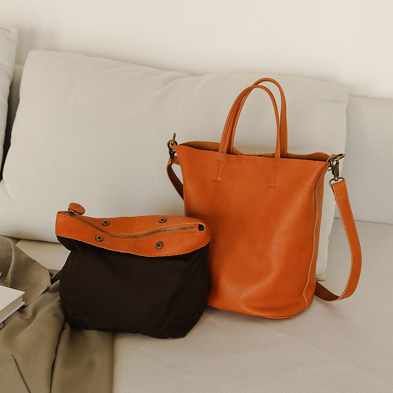 Women's Tanning Leather Niche Retro Classic Versatile Handbags