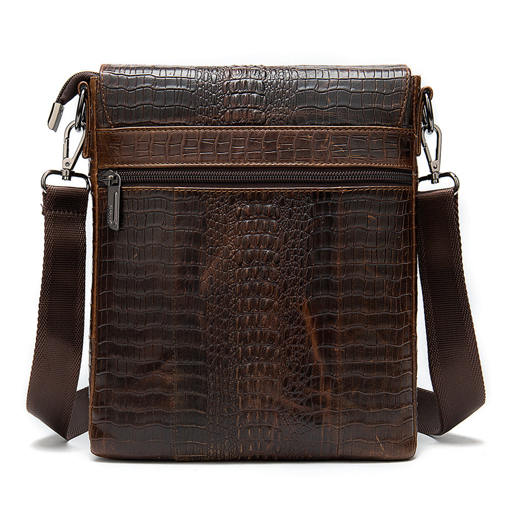 Men's Cowhide Genuine Leather Vintage Crocodile Pattern Men's Messenger Bags