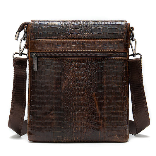 Men's Cowhide Genuine Leather Vintage Crocodile Pattern Men's Messenger Bags