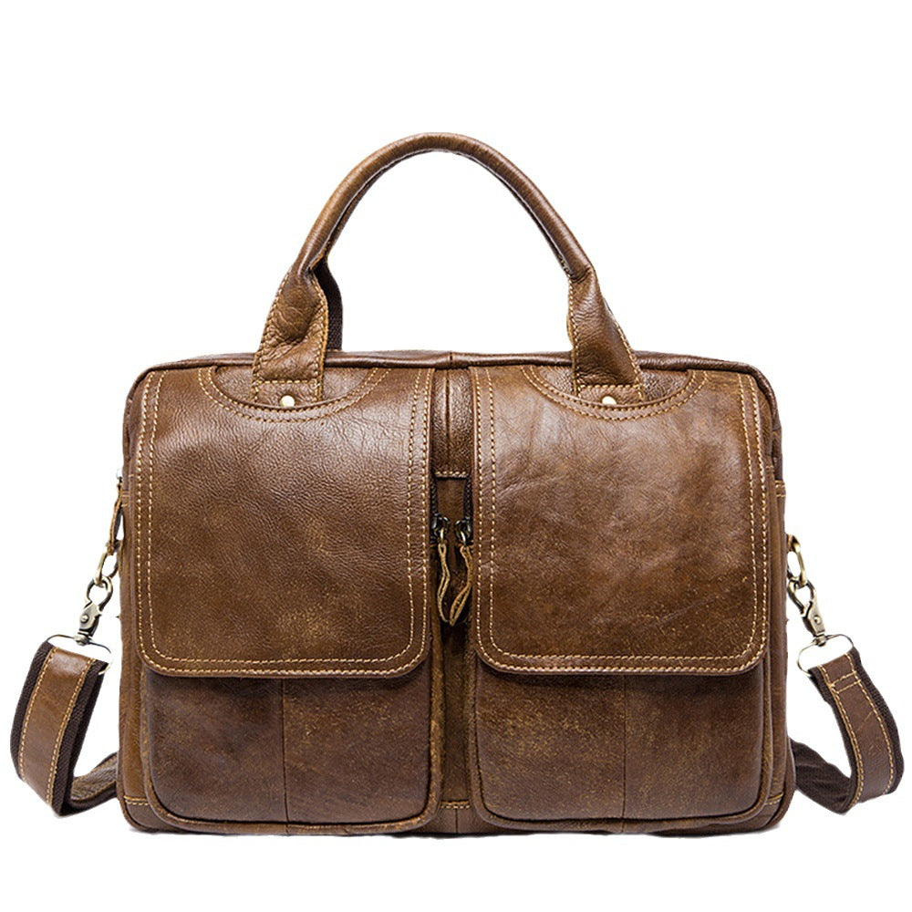 Men's First Layer Cowhide Leather Computer Men's Briefcases
