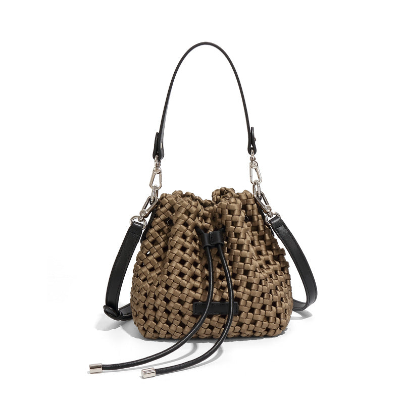 Silk Woven Fashion Trendy High-grade Versatile Bucket Bags