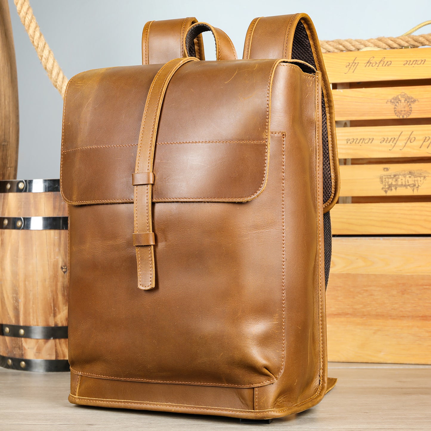 Men's Leather High-grade Crazy Horse Leisure Fashion Backpacks
