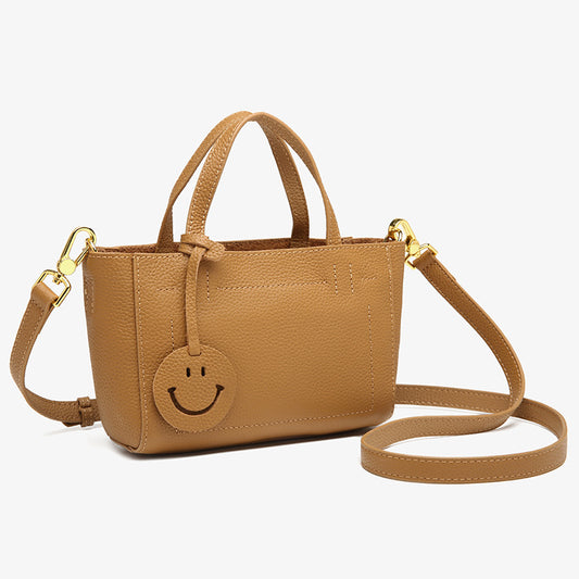Women's First Layer Cowhide Simple Leather Lychee Pattern Shoulder Bags
