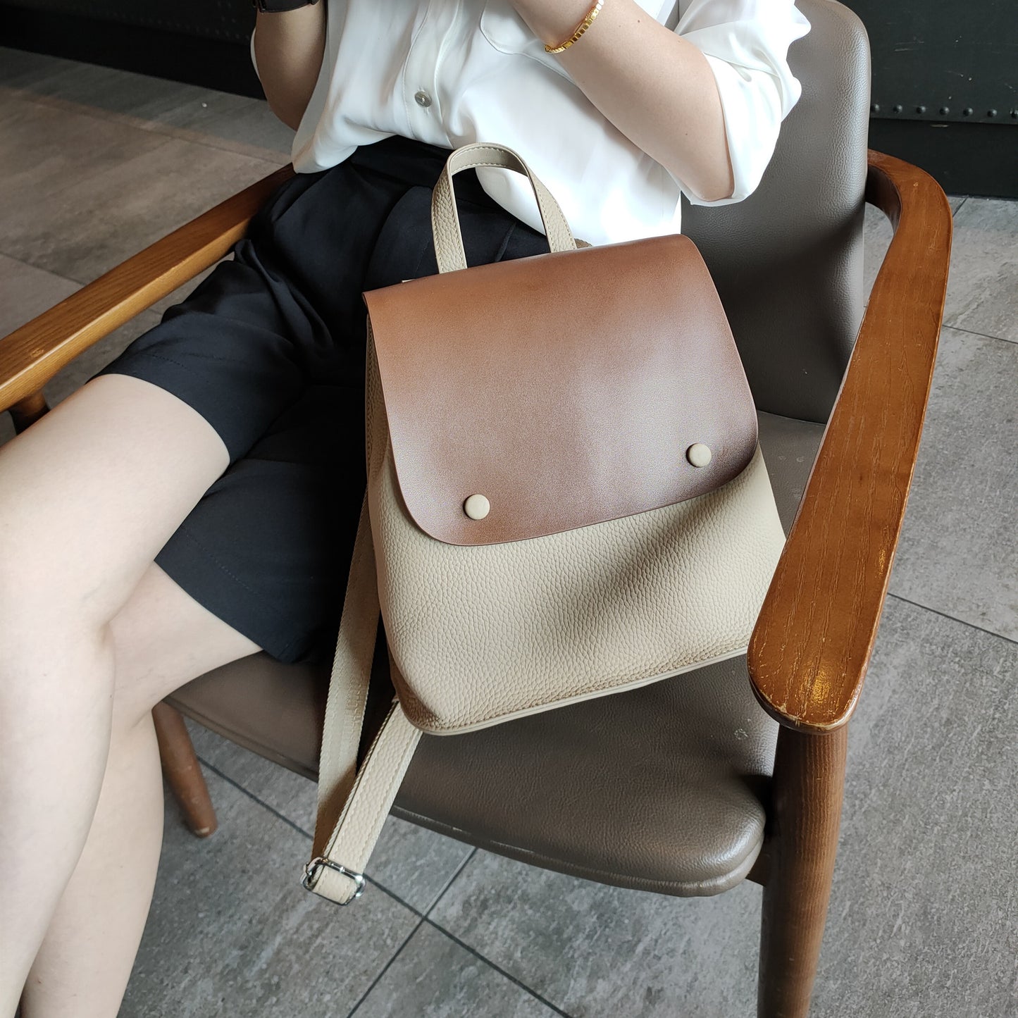 Women's Leather Korean Fashion College High-grade Backpacks
