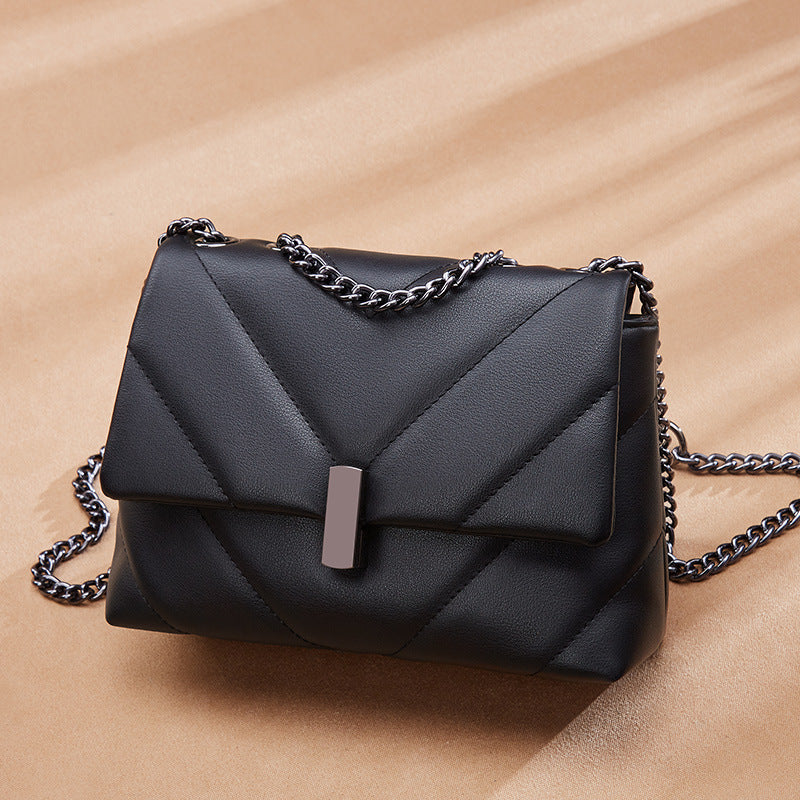 Women's Fashion Real Cattle Leather Chain Underarm Shoulder Bags