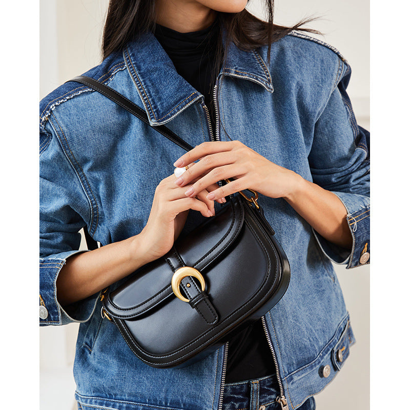 Women's Elegant Underarm Genuine Leather High-grade Design Small Square Bags