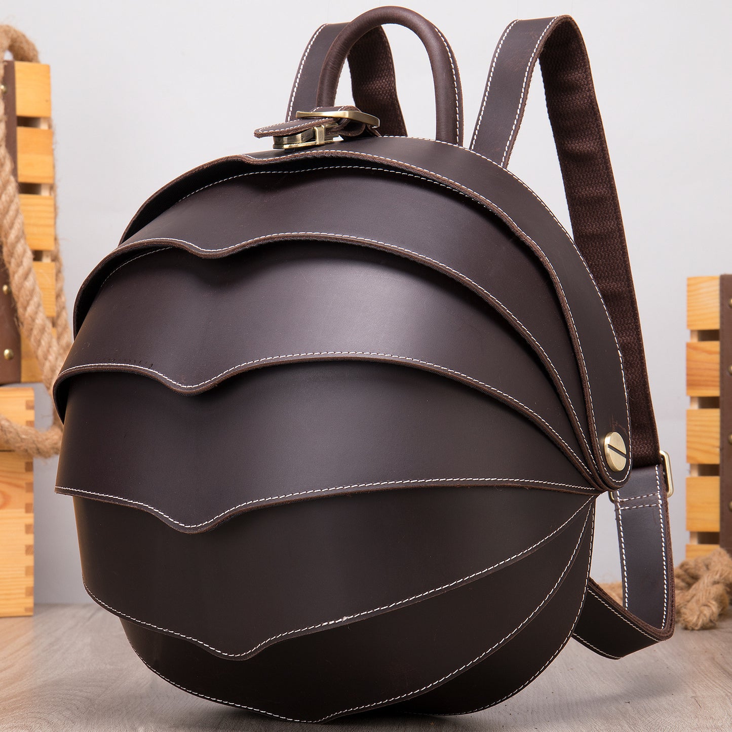 Men's Leather Retro Dermal Creative Beetle Trendy Backpacks