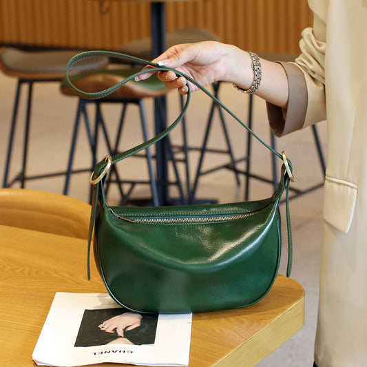 Women's Niche Cowhide Dumpling Vegetable Tanned Leather Shoulder Bags