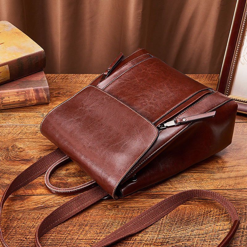 Women's Authentic Leather Lightweight Waterproof Style Commuter Backpacks