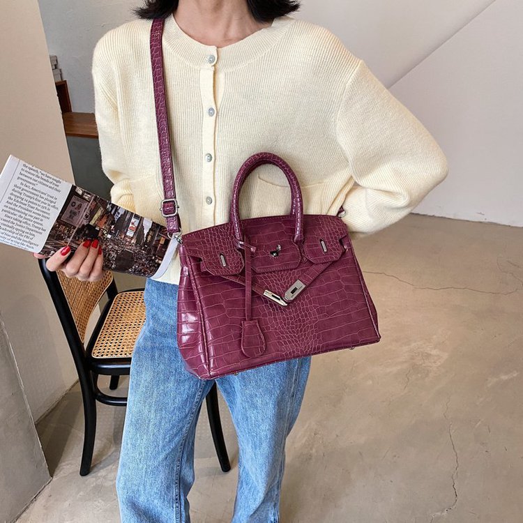 Women's New Crocodile Pattern Fashion Kelly Shoulder Bags