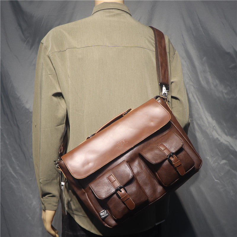 Women's & Men's & Green Horizontal Business Retro Large Men's Shoulder Bags