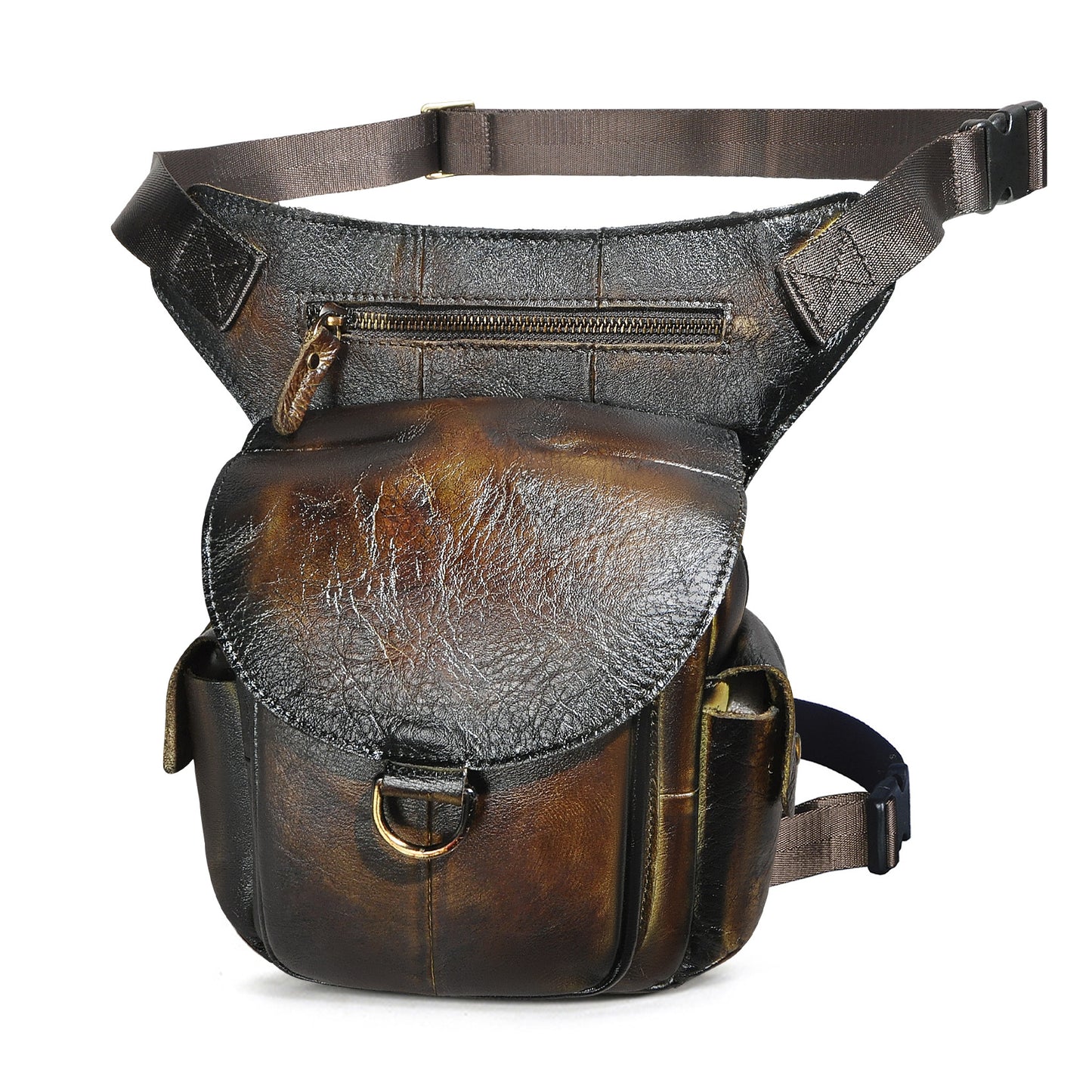 Men's Oil Waxed Leather Cowhide Retro Trendy Cool Men's Chest Bags