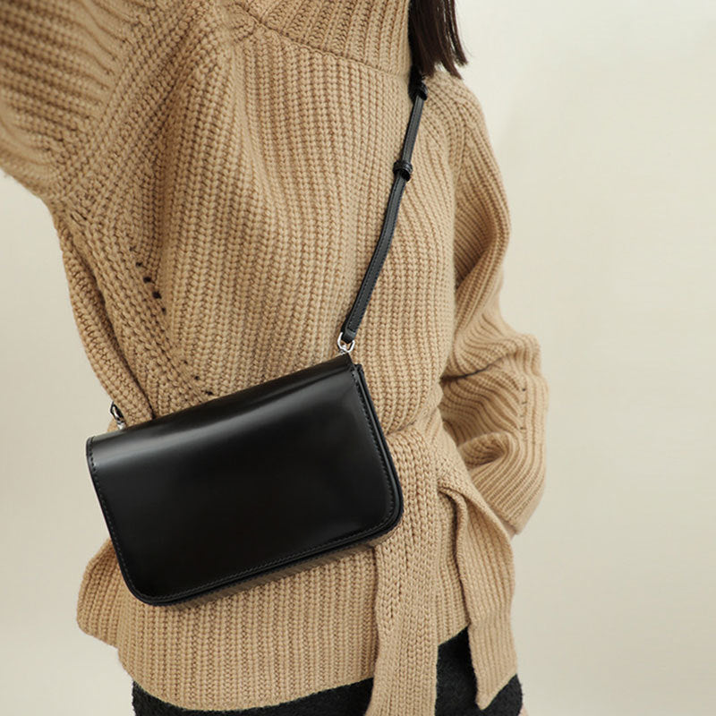 Leather Brown Black Glossy High-grade Mini Crossbody Bags