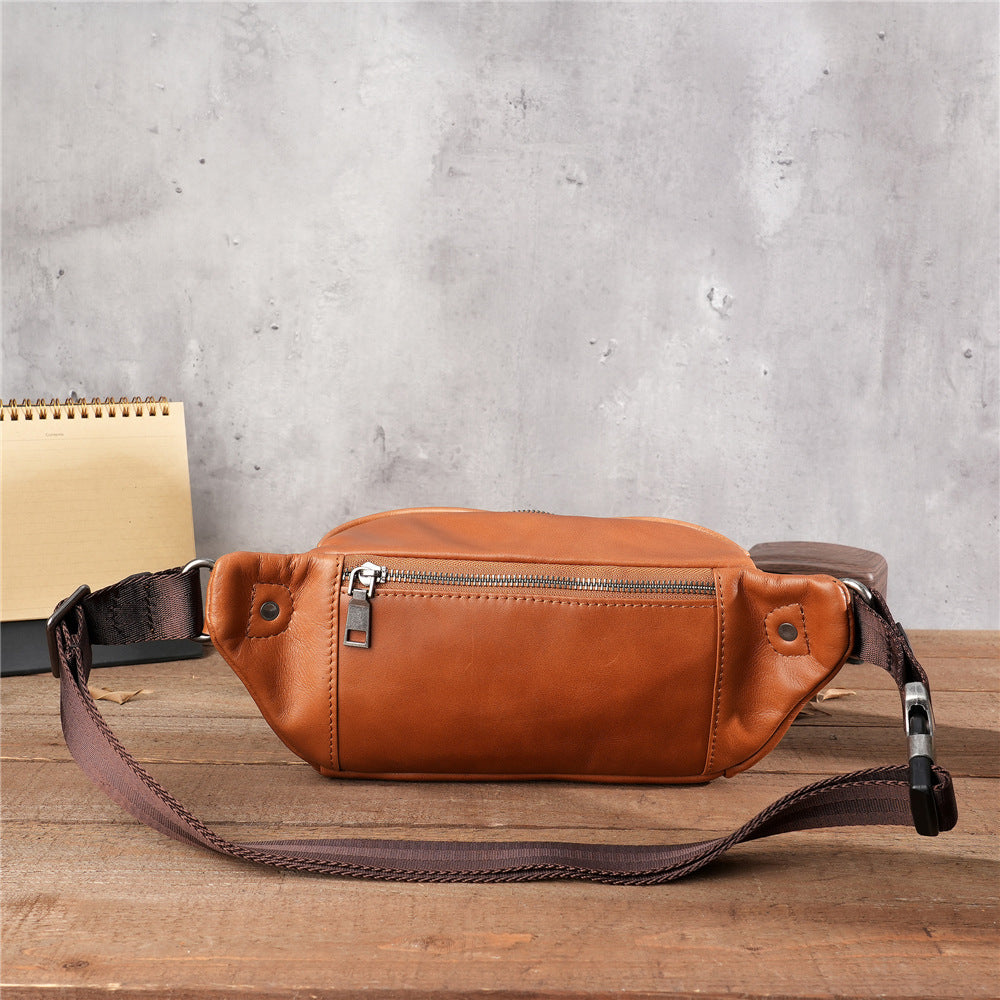 Men's Trendy Layer Cowhide Large Capacity Leather Men's Waist Packs