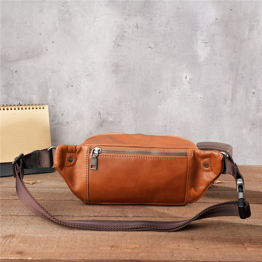 Men's Trendy Layer Cowhide Large Capacity Leather Men's Waist Packs