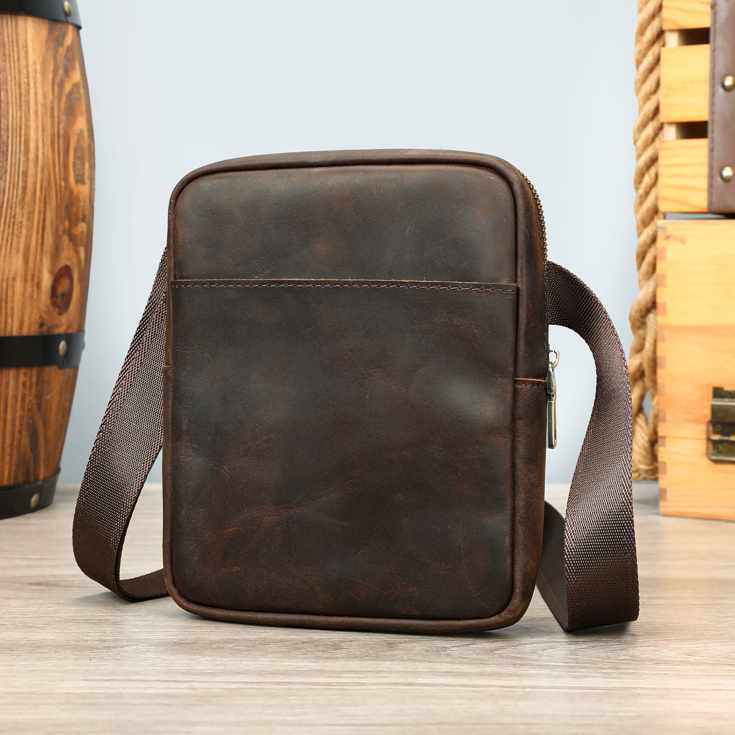 Men's Cowhide Leather Simple Business Leisure Vertical Men's Shoulder Bags