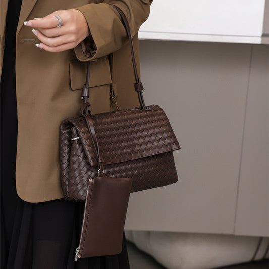 Women's Leather Handmade Woven High Sense Cowhide Crossbody Bags