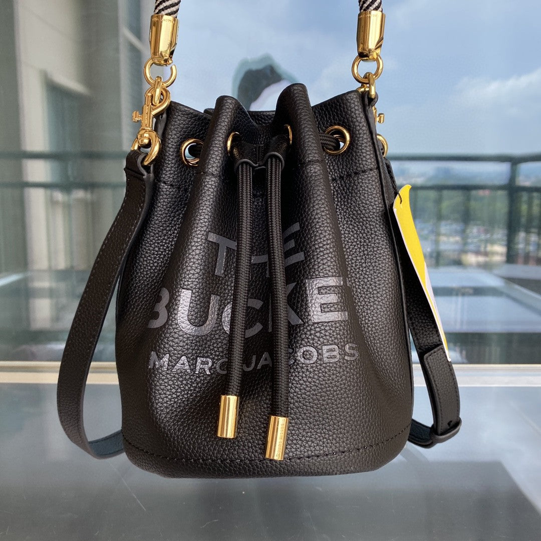 Genuine Leather Solid Color Fashion Advanced Bucket Bags