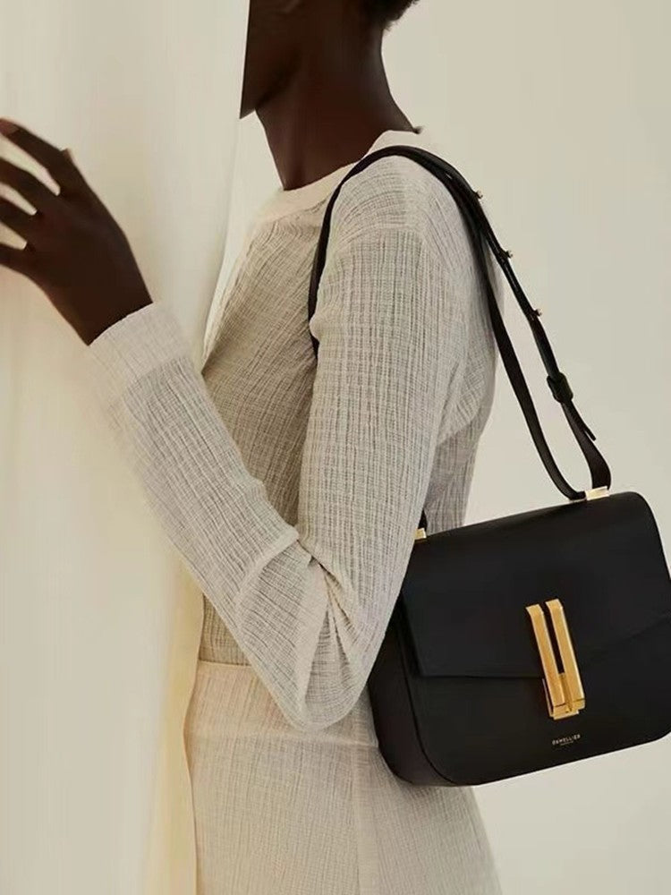 Niche Genuine Leather Light Luxury Bean Shoulder Bags