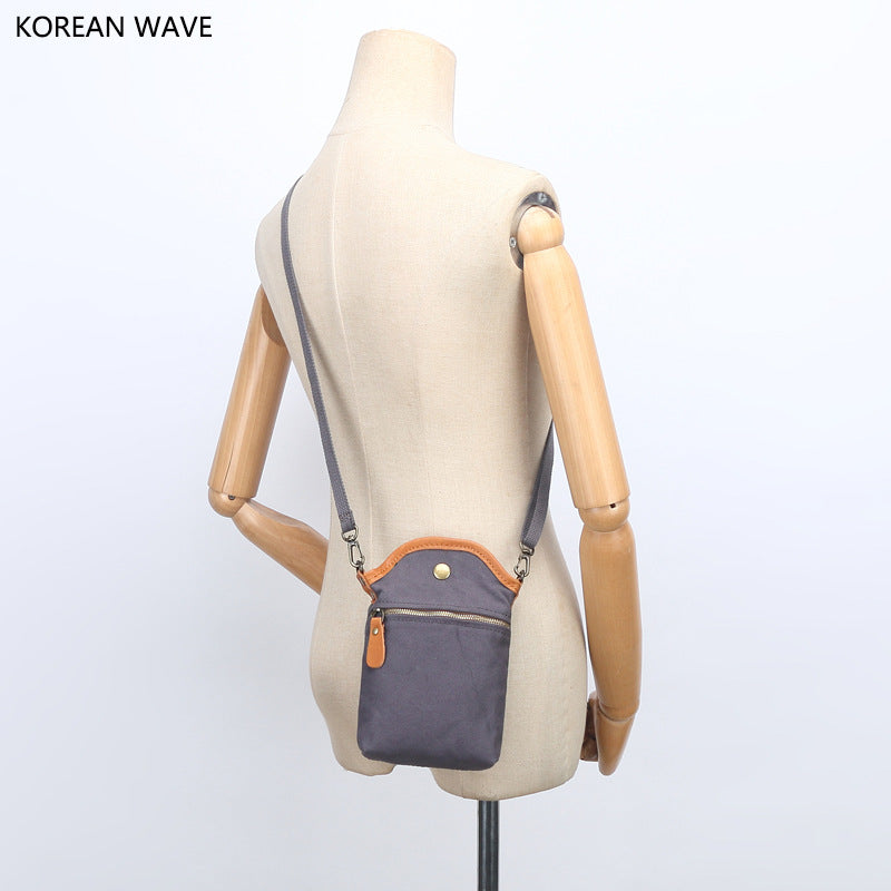 Style Simple Solid Color Canvas Mobile Crossbody Bags