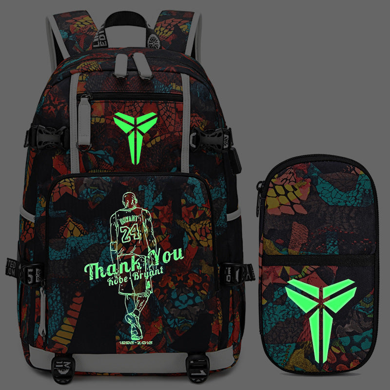 Men's Black Mamba Basketball Thermal Transfer Printing Backpacks