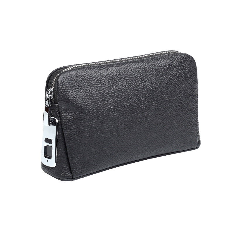 Men's Genuine Leather Fingerprint Fashion Clutch Business Men's Handbags