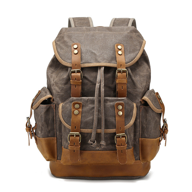 Retro Waterproof Oil Wax Canvas Large Backpacks