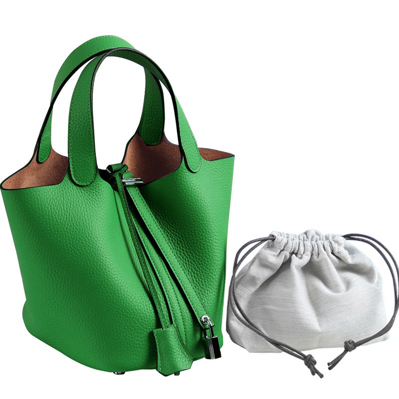 Women's Lychee Pattern First Layer Cowhide Vegetable Handbags