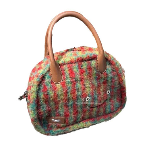 Korean Style Good-looking Imagination Love Suede Smiley Face Handbags