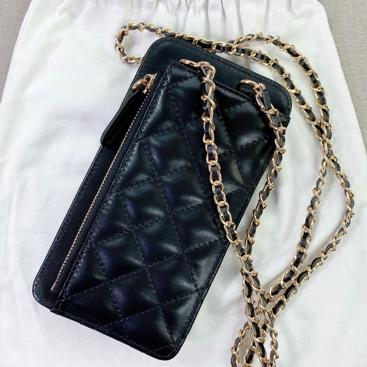 Genuine Leather Classic Style Rhombus Chain Phone Bags