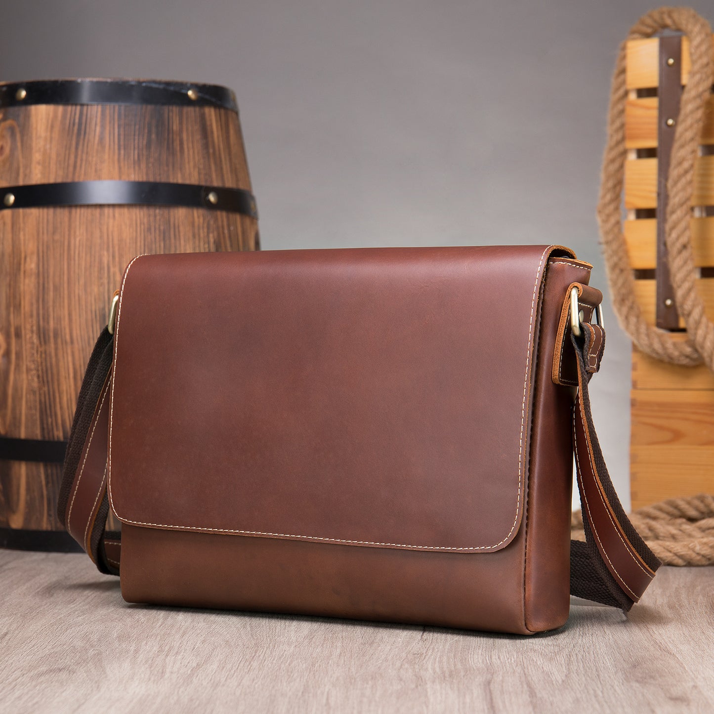 Men's Retro Crazy Horse Leather Genuine Large Capacity Men's Bags