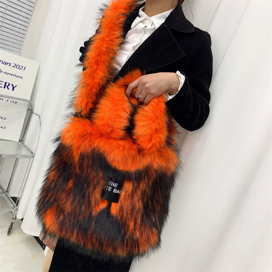 Raccoon Fur Plush Large Capacity Totes Tote Bags