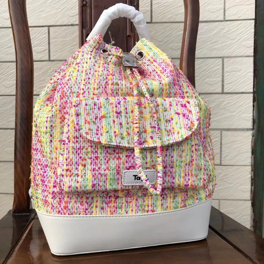 College Large Painter Denim Pearl Drawstring Backpacks