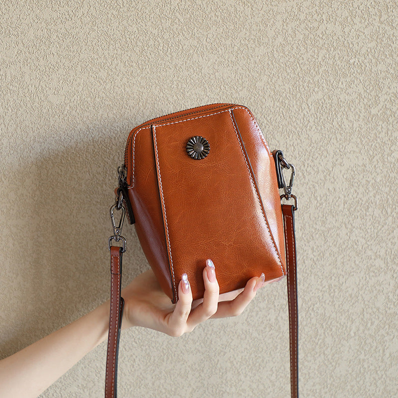 Women's Selected Oil Wax Cowhide Fashion Genuine Crossbody Bags