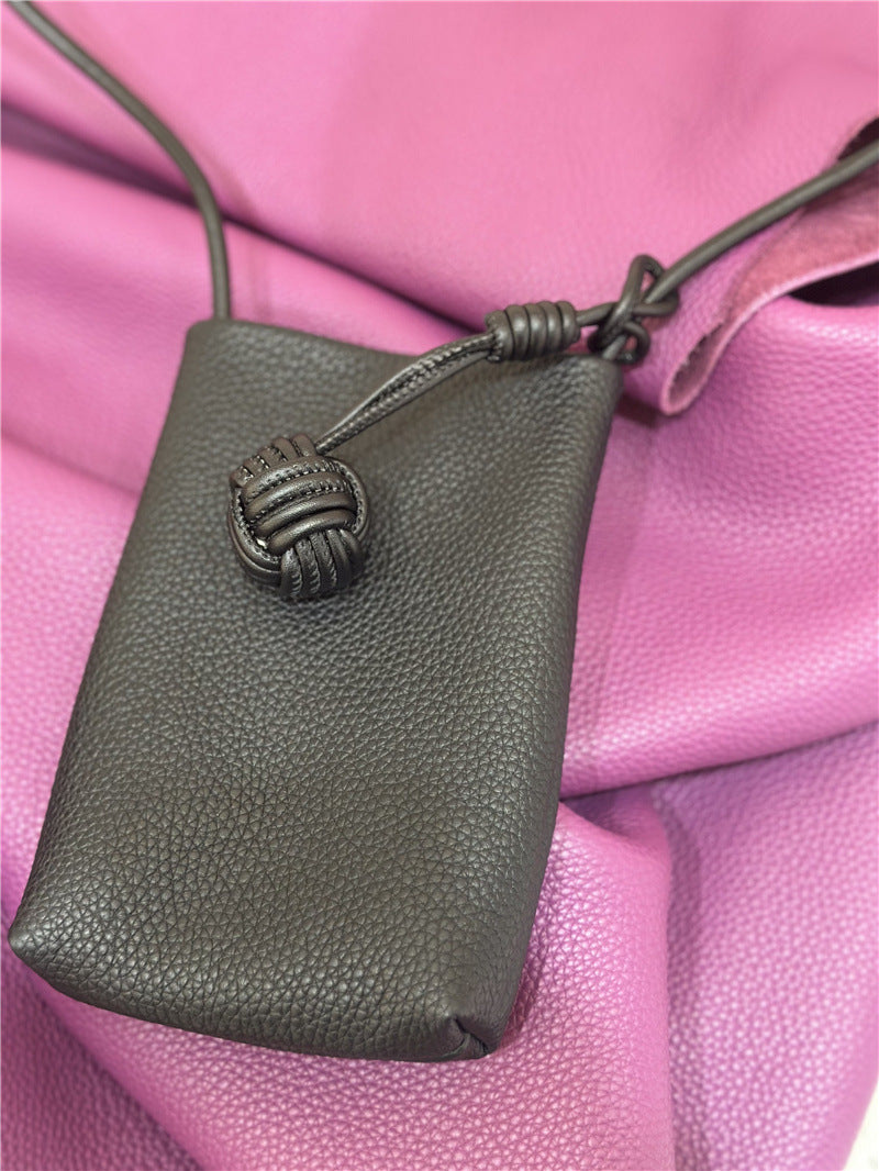 Women's Woven Ball Mobile Leather Mini Simple Phone Bags