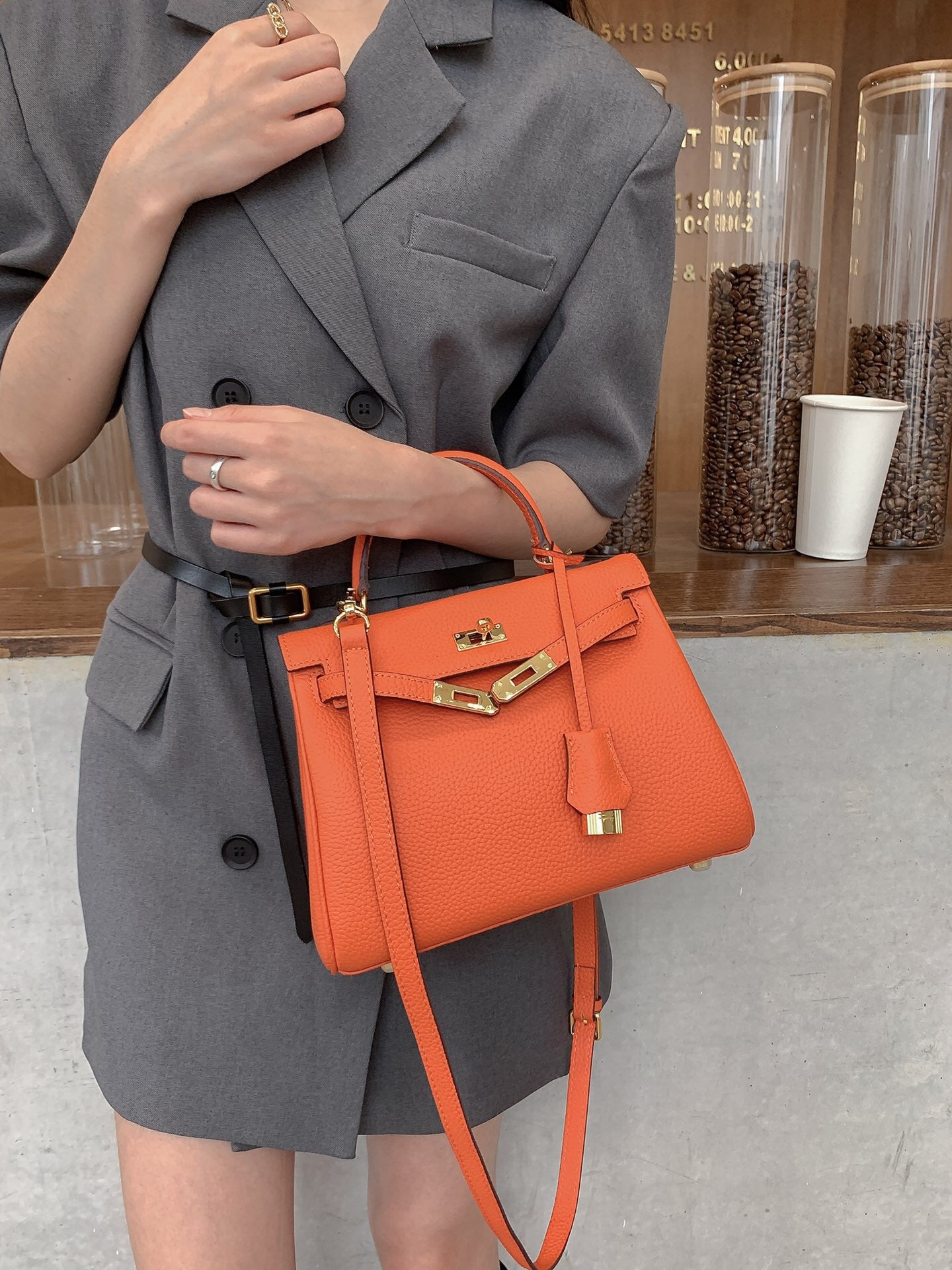 Women's Genuine Leather Kelly Soft Large Fashion Litchi Handbags