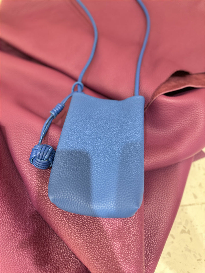 Women's Woven Ball Mobile Leather Mini Simple Phone Bags
