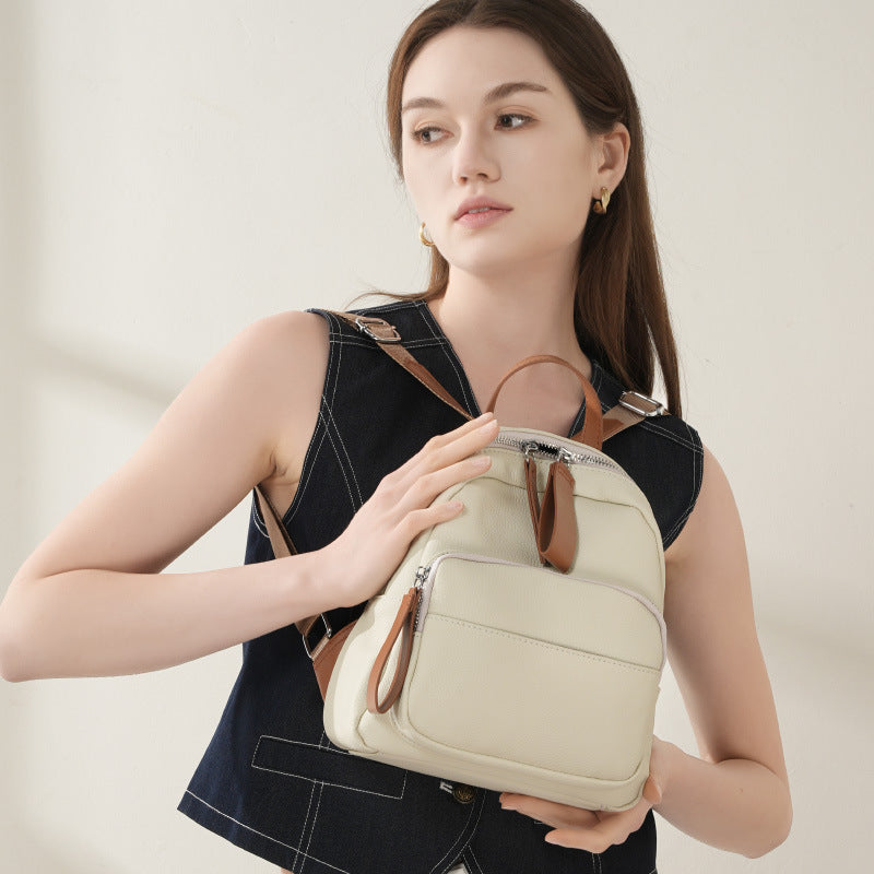 Women's Leather Large Capacity Fashion First Layer Backpacks