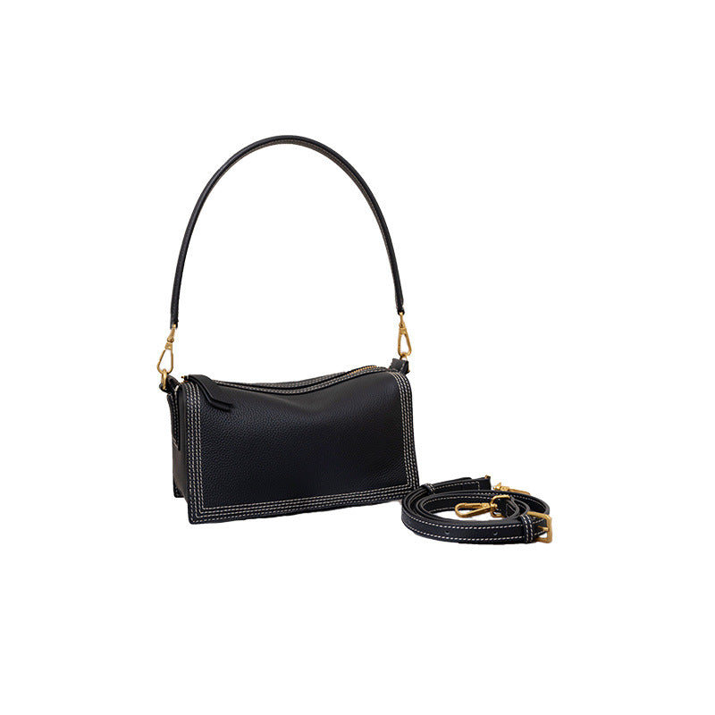 Layer Cattlehide Leather Fashion Simple Genuine Pillow Large Shoulder Bags